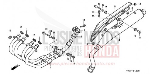 SILENCIEUX D'ECHAPPEMENT (CB600F2/F22) CB600F22 de 2002